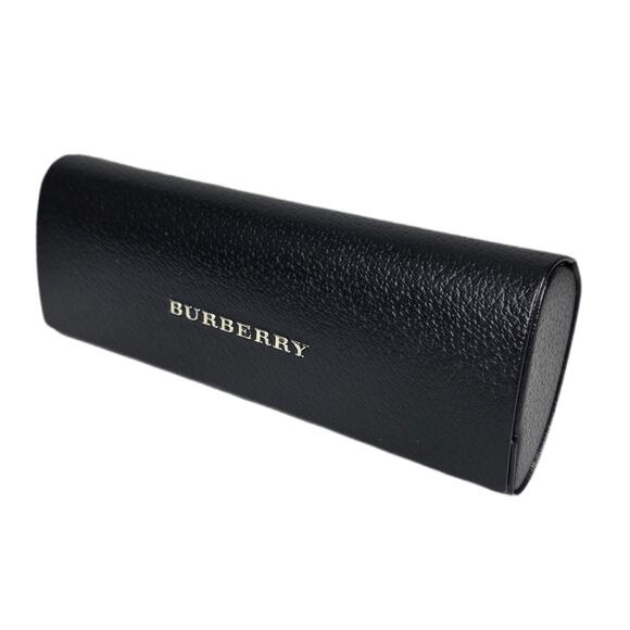 BURBERRY BLACK LEATHER EYEGLASS CASE WITH RAISED SILVER LETTER LOGO – HARD SHELL main image 7